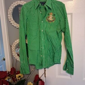 Ralph Lauren Men's Green Pinstripe Shirt